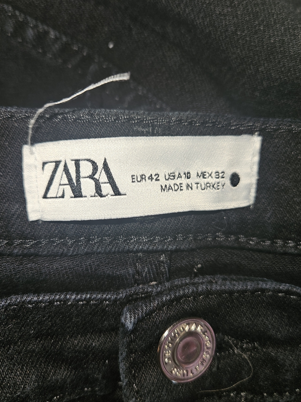 Zara Black Denim Jeans with Metal Button